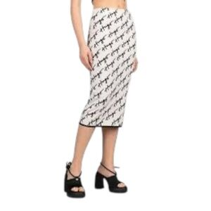 HUGO White Midi Skirt with Black Script Print